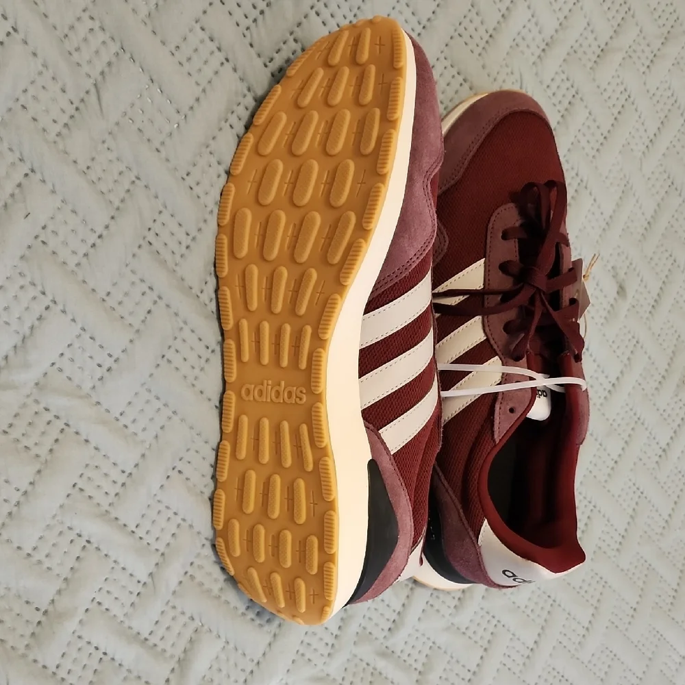 Adidas Men's Maroon and White Sneakers